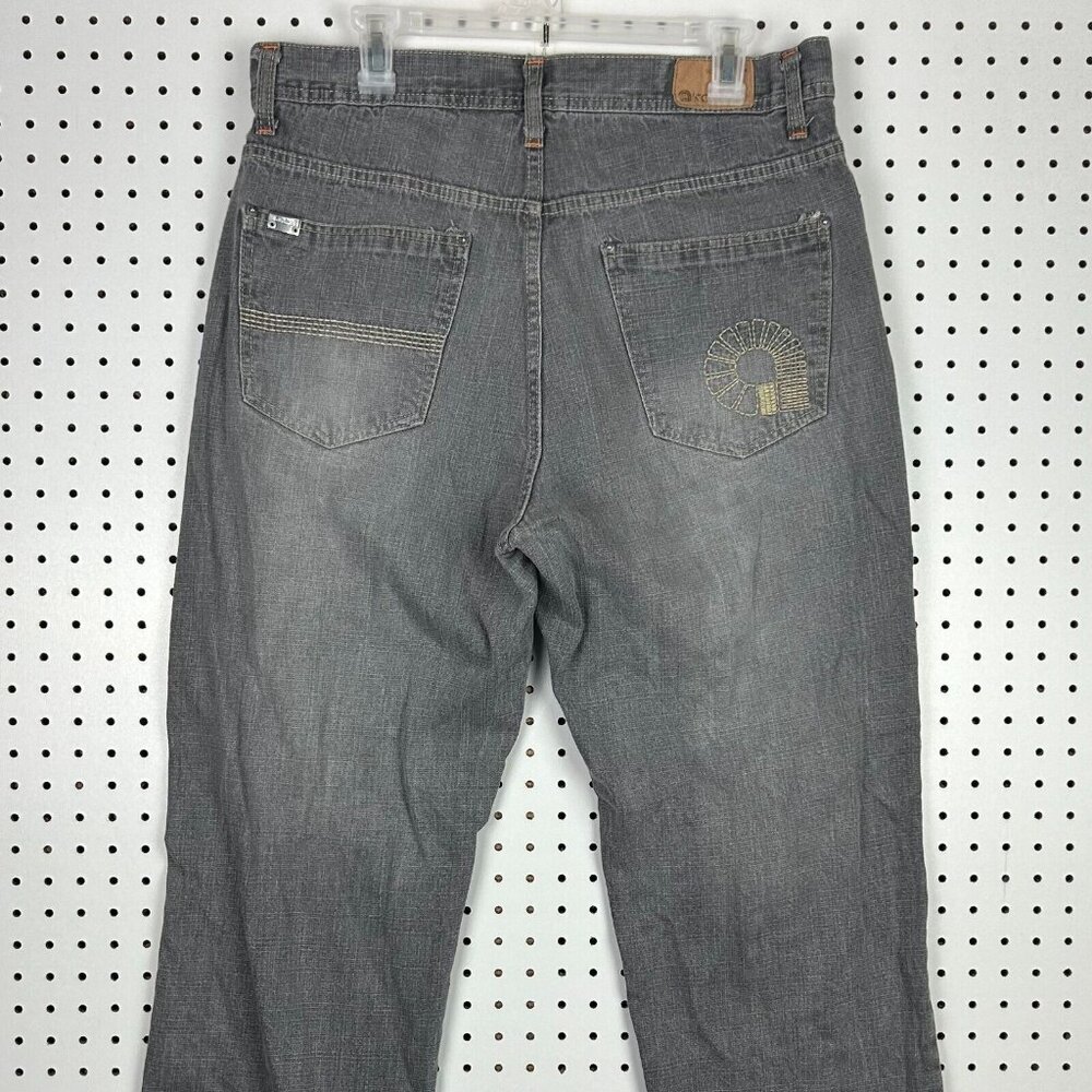 Akademiks Gray Y2K Jeans Sz 36x32 Distressed 90s Grunge Streetwear Skate Baggy‎